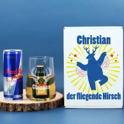Fliegender Hirsch Geschenkset mit Jägermeister und Red Bull