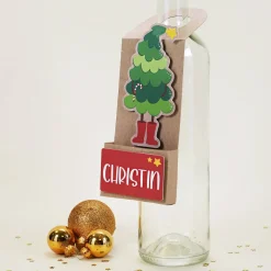 Füllbarer Flaschenanhänger mit Name als Geldgeschenk zu Weihnachten