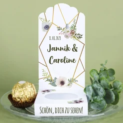 Florale DIY-Faltaufsteller im 4er-Set für kleine Gastgeschenke zur Hochzeit