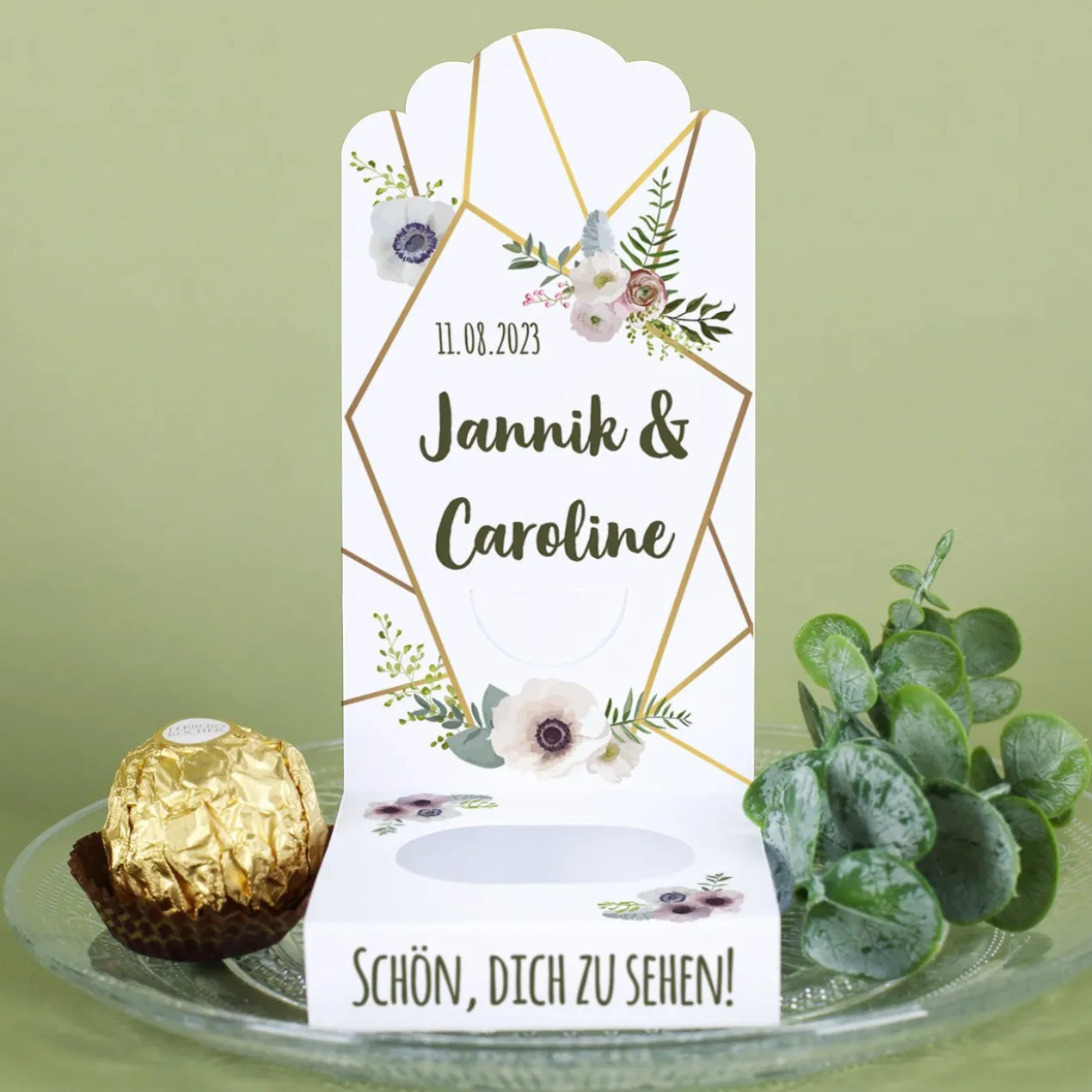 Florale DIY-Faltaufsteller im 4er-Set für kleine Gastgeschenke zur Hochzeit