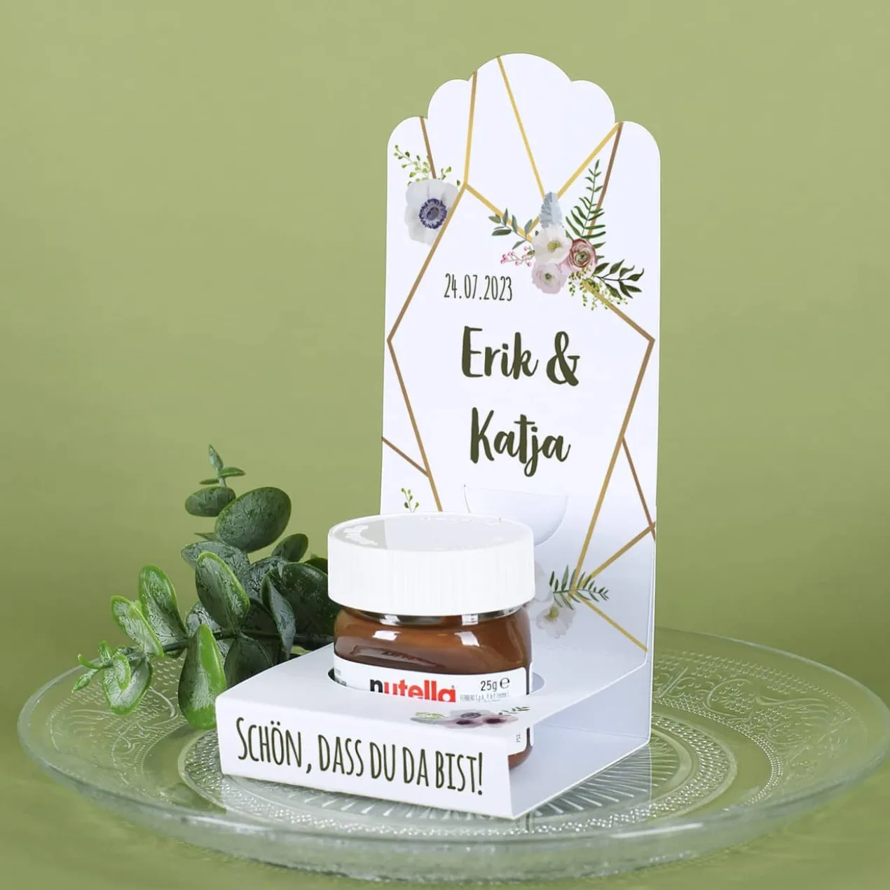 Florale DIY-Faltaufsteller im 4er-Set für kleine Gastgeschenke zur Hochzeit