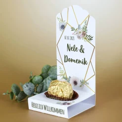 Florale DIY-Faltaufsteller im 4er-Set für kleine Gastgeschenke zur Hochzeit