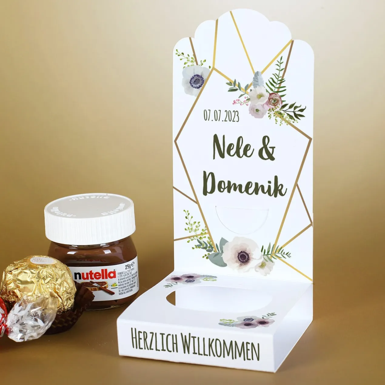 Florale DIY-Faltaufsteller im 4er-Set für kleine Gastgeschenke zur Hochzeit
