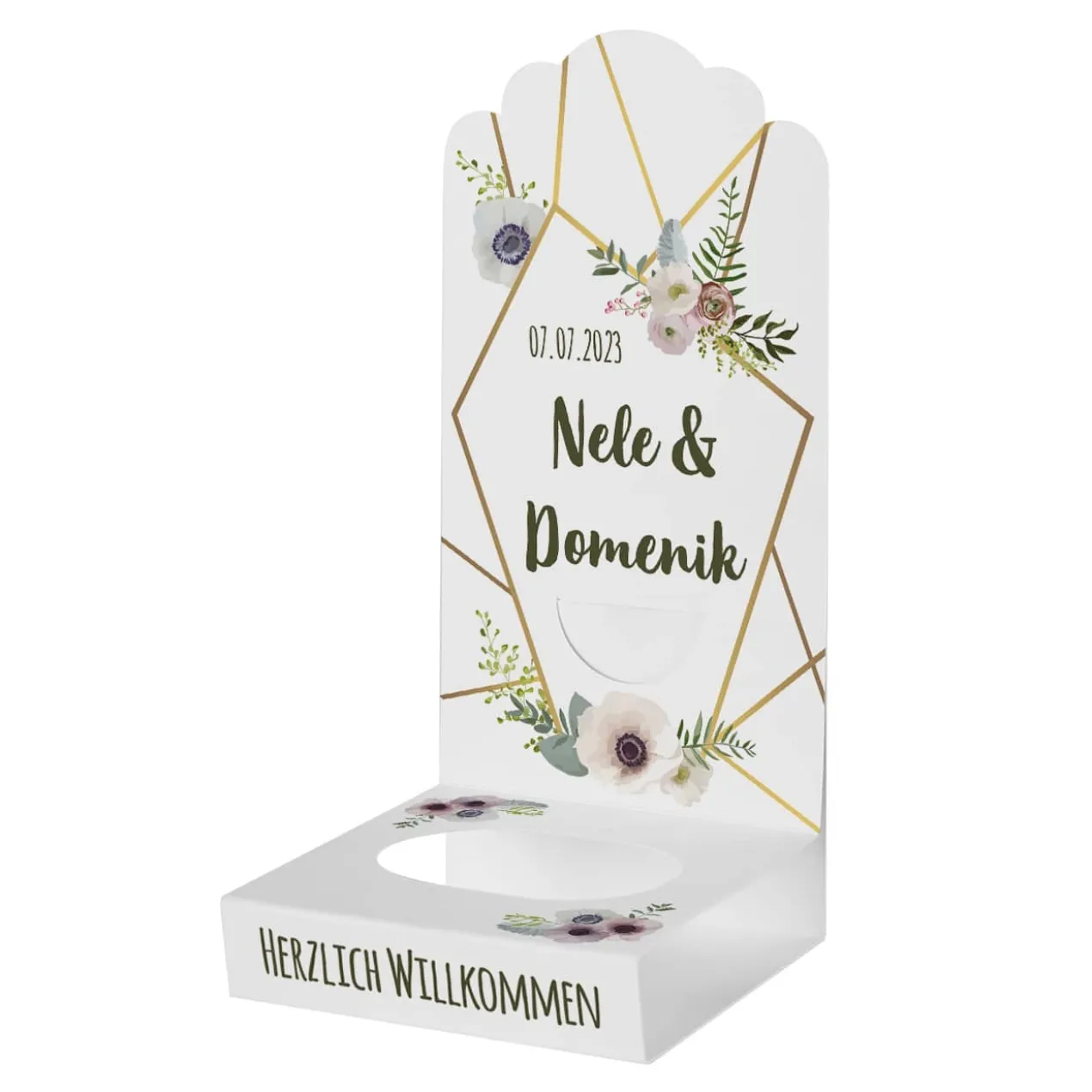 Florale DIY-Faltaufsteller im 4er-Set für kleine Gastgeschenke zur Hochzeit