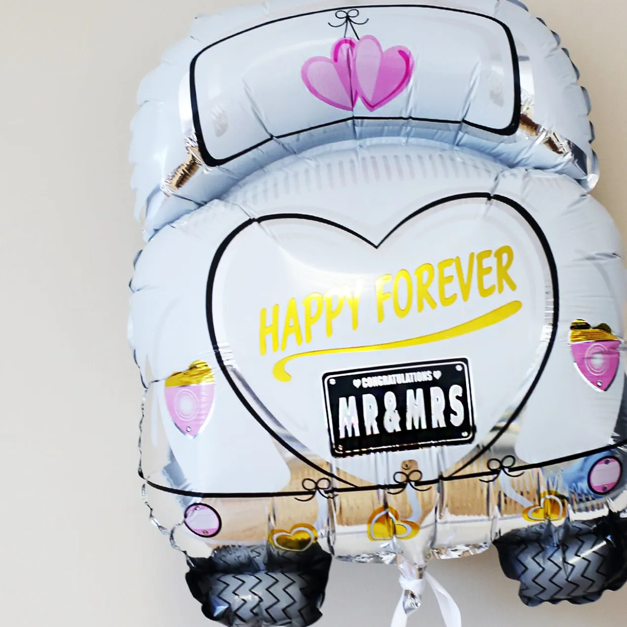 Folien-Ballon - Hochzeitsauto - Happy Forever