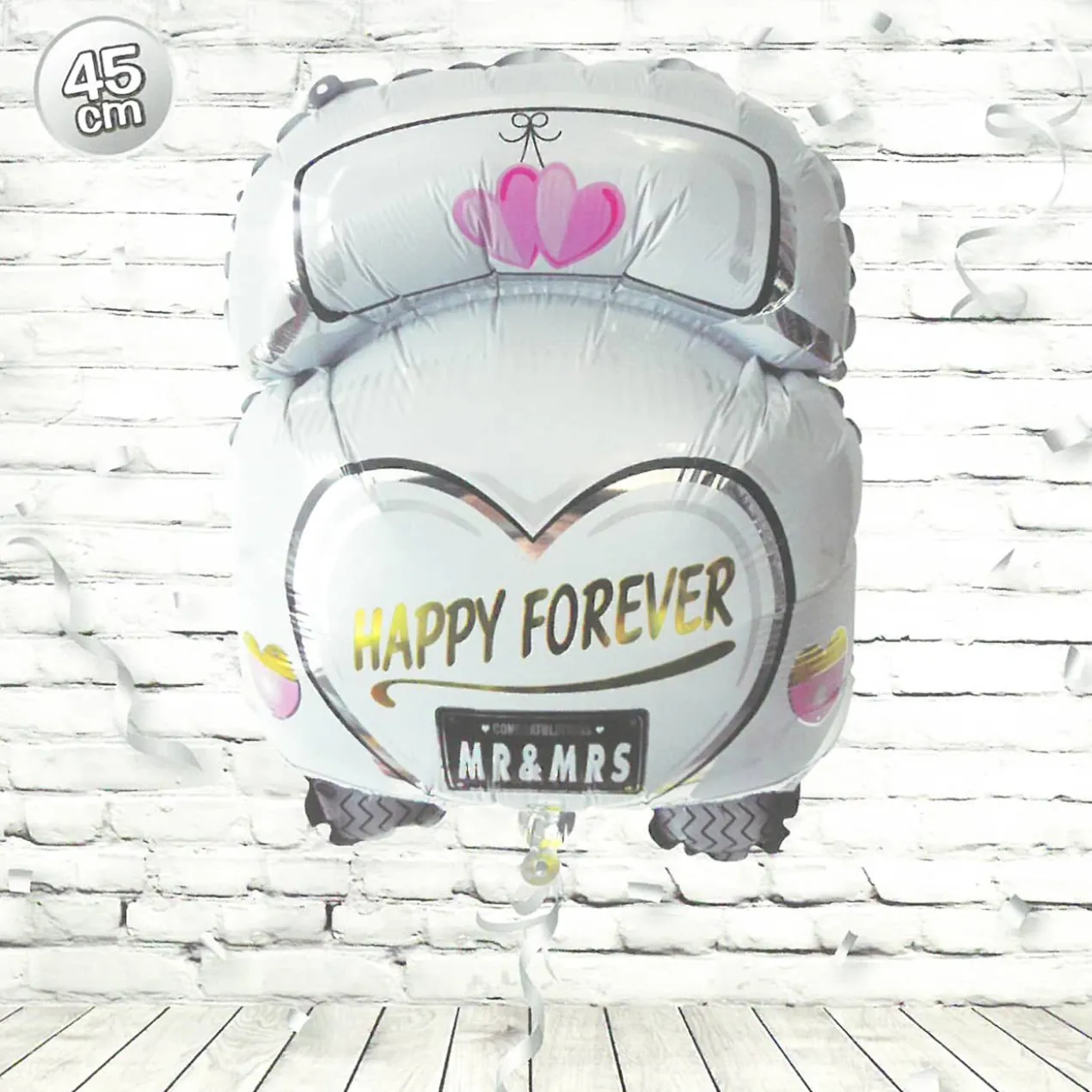 Folien-Ballon - Hochzeitsauto - Happy Forever