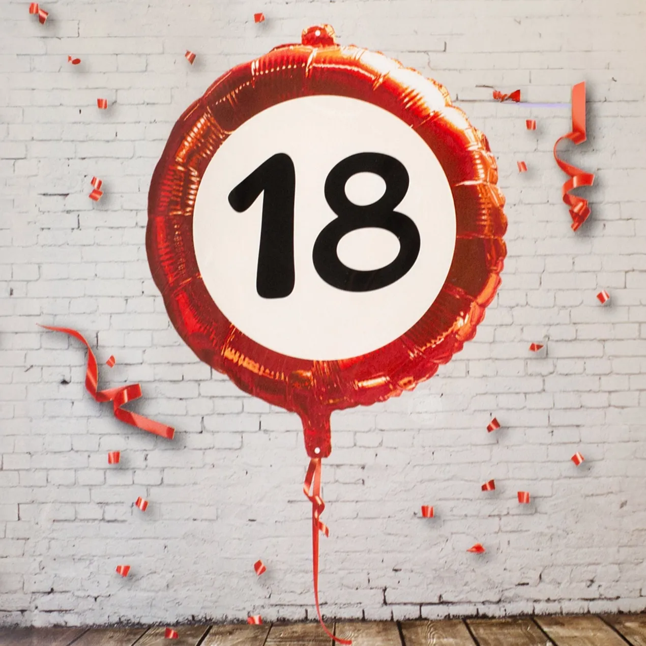 Folienballon Verkehrsschild 18 | Luftballon zum 18. Geburtstag