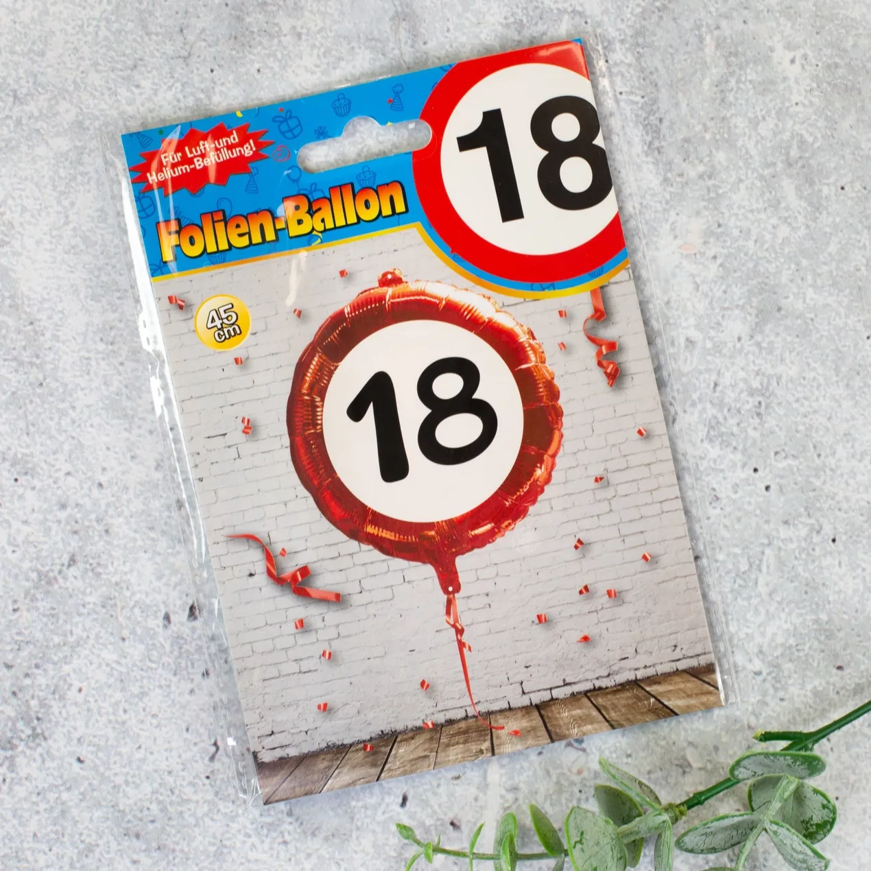 Folienballon Verkehrsschild 18 | Luftballon zum 18. Geburtstag
