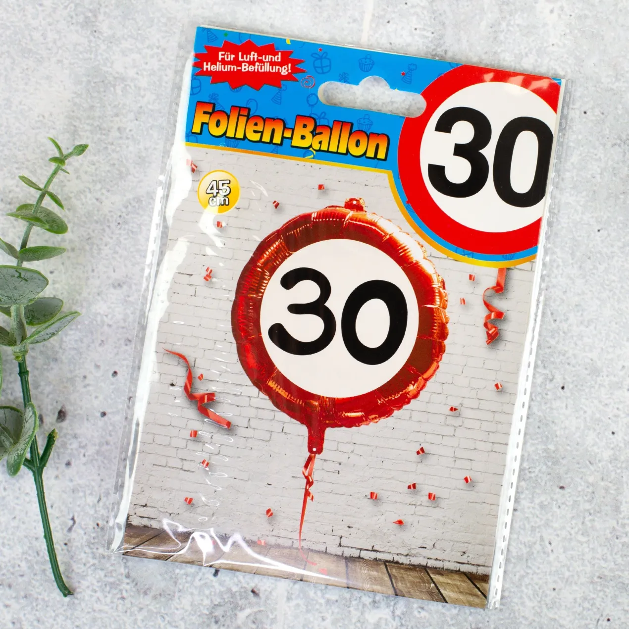 Folienballon Verkehrsschild 30 | Luftballon zum 30. Geburtstag