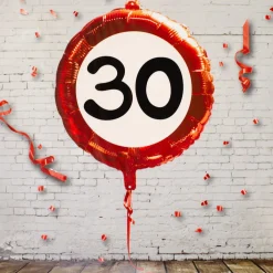 Folienballon Verkehrsschild 30 | Luftballon zum 30. Geburtstag