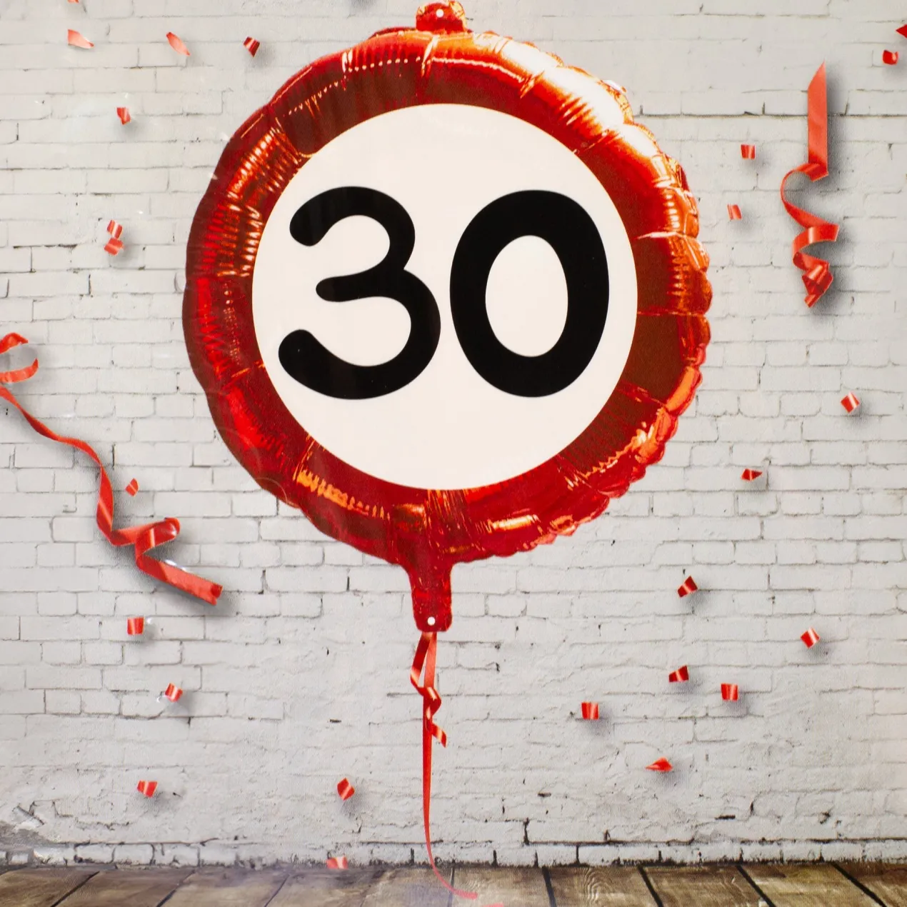 Folienballon Verkehrsschild 30 | Luftballon zum 30. Geburtstag