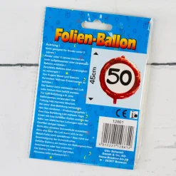 Folienballon Verkehrsschild 50 | Luftballon zum 50. Geburtstag