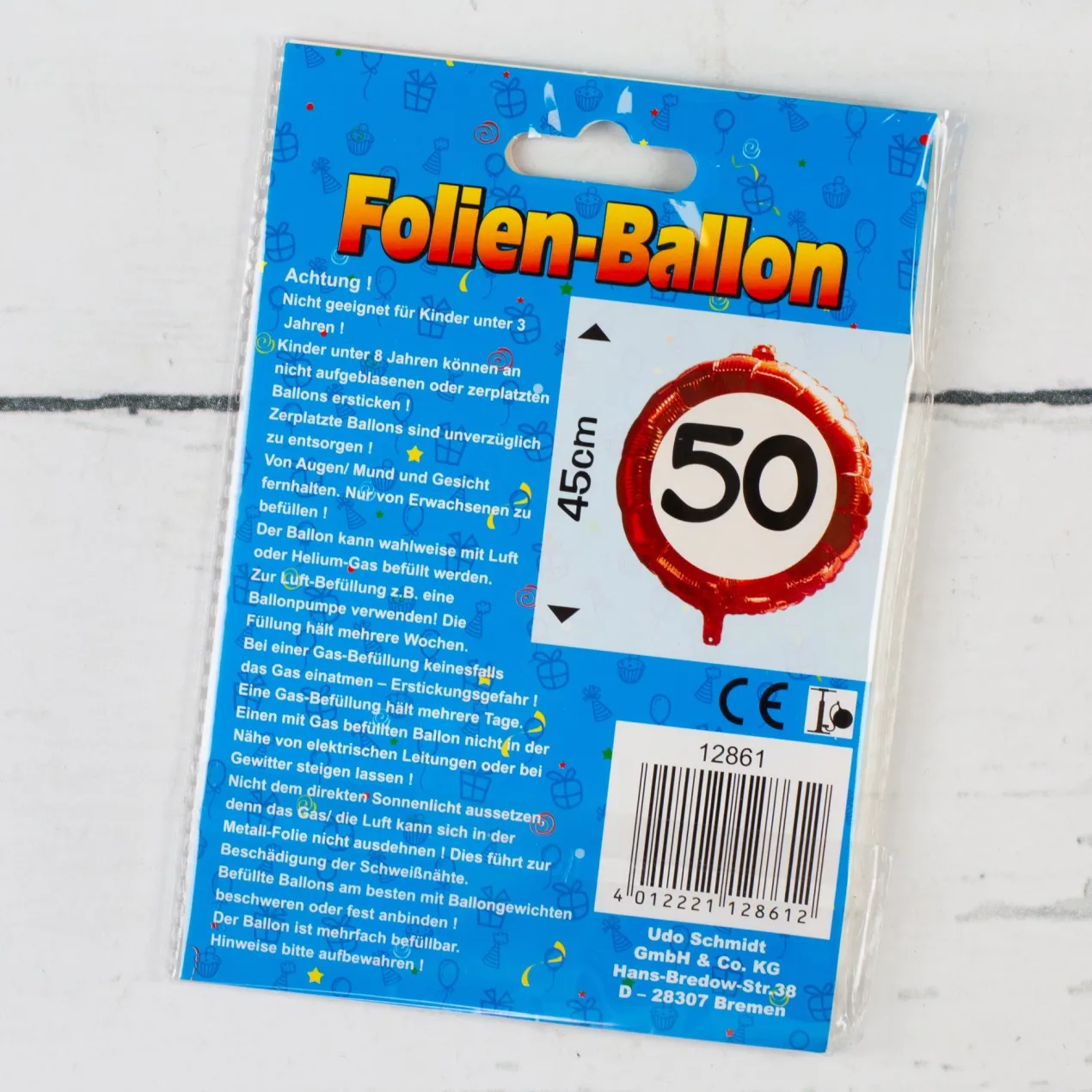 Folienballon Verkehrsschild 50 | Luftballon zum 50. Geburtstag