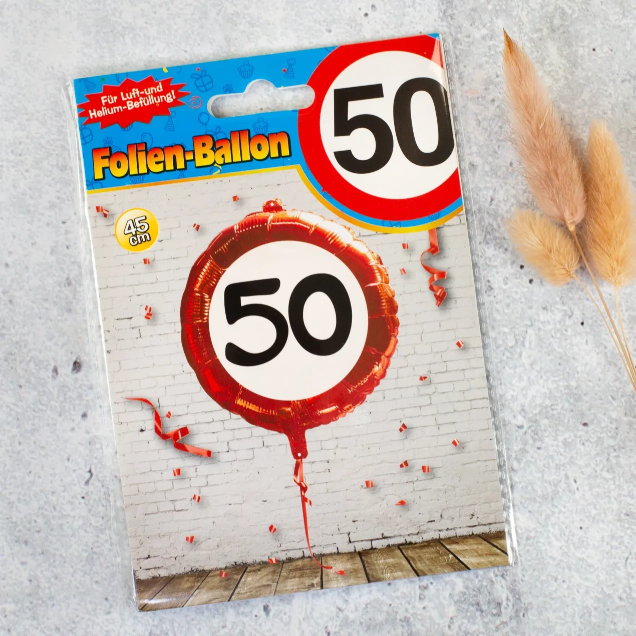 Folienballon Verkehrsschild 50 | Luftballon zum 50. Geburtstag