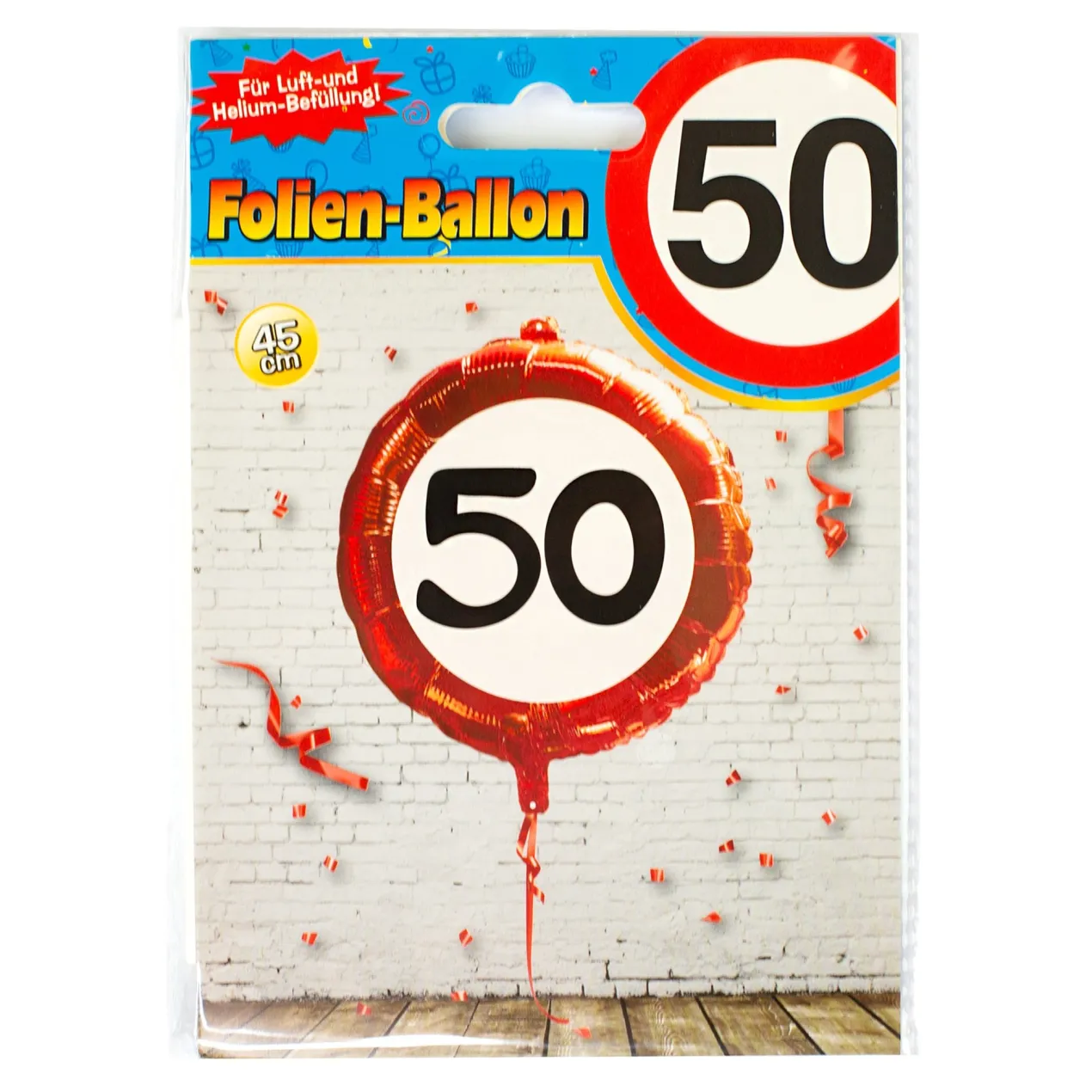 Folienballon Verkehrsschild 50 | Luftballon zum 50. Geburtstag