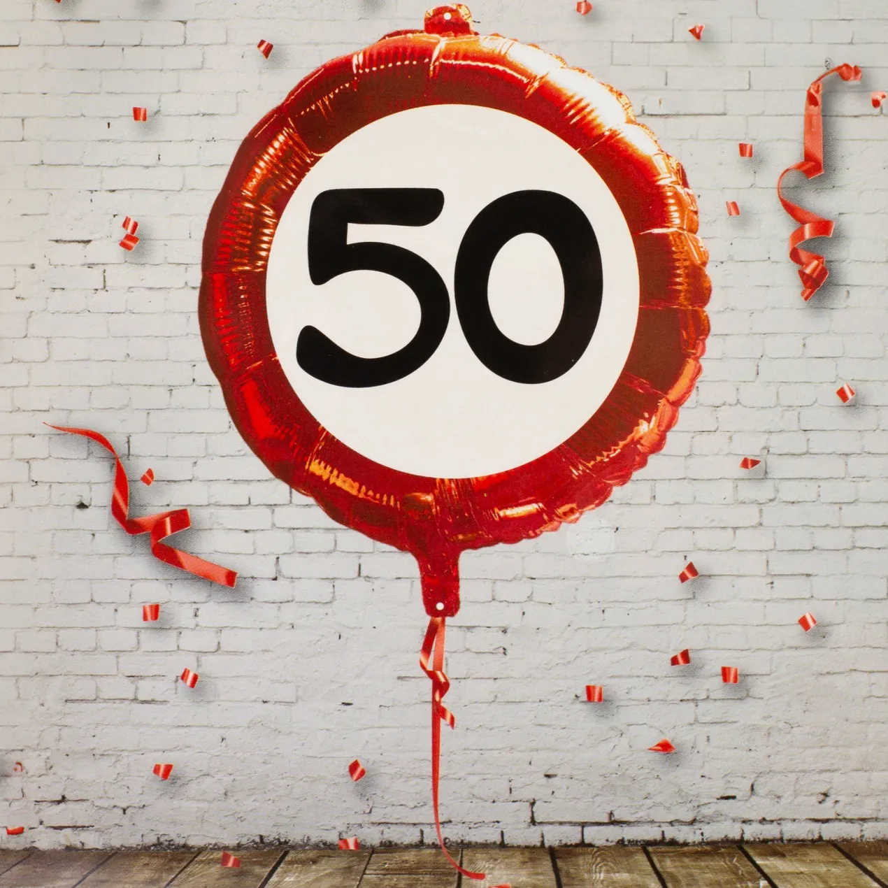Folienballon Verkehrsschild 50 | Luftballon zum 50. Geburtstag
