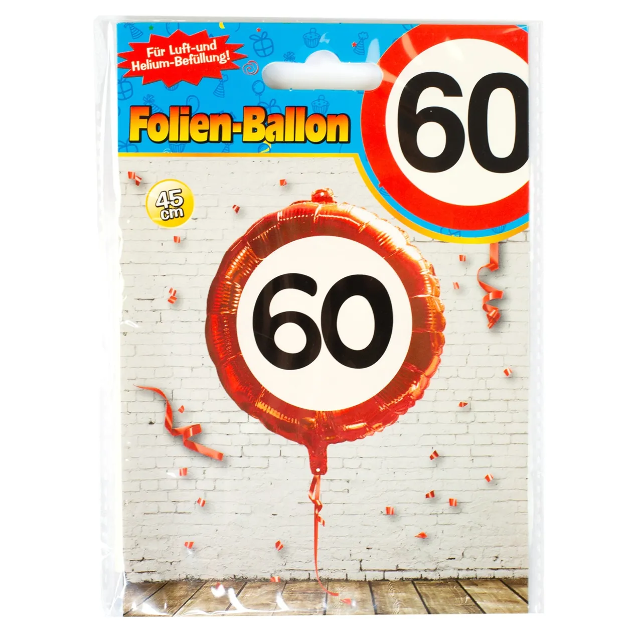 Folienballon Verkehrsschild 60 | Luftballon zum 60. Geburtstag