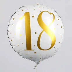 Folienballon zum 18. Geburtstag in weiß mit Sternen