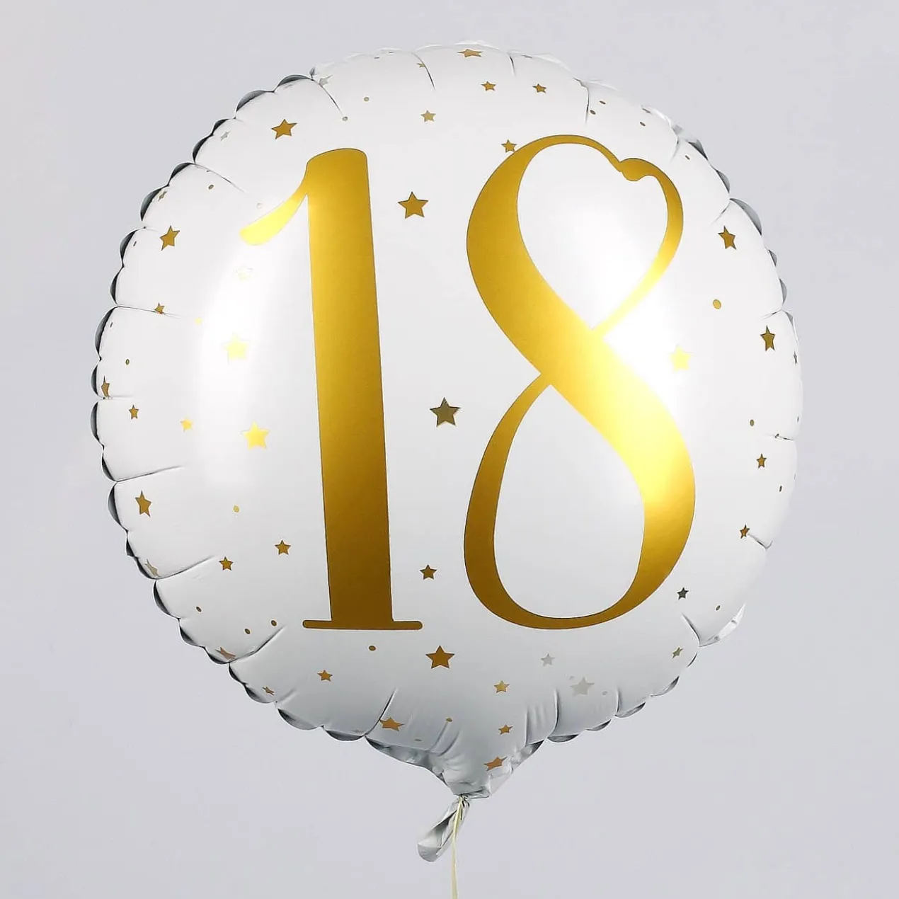 Folienballon zum 18. Geburtstag in weiß mit Sternen