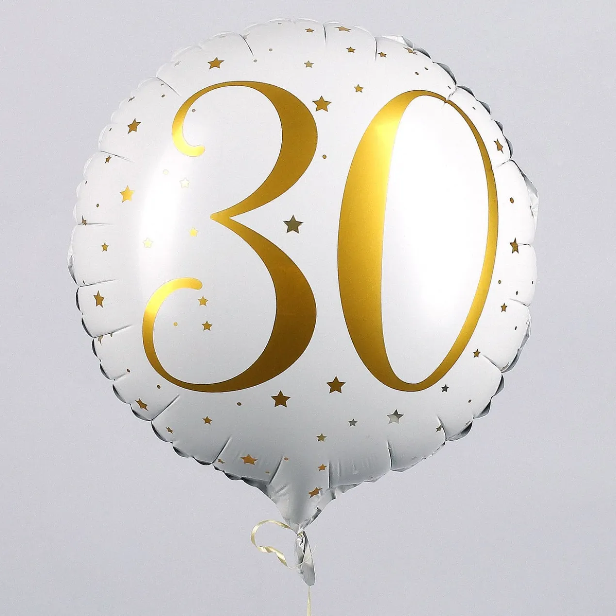 Folienballon zum 30. Geburtstag in weiß mit Sternen