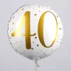 Folienballon zum 40. Geburtstag in weiß mit Sternen