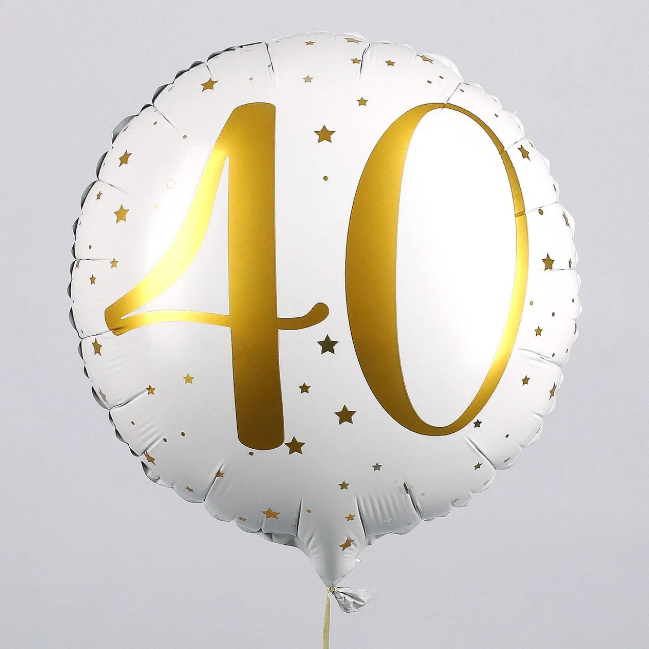 Folienballon zum 40. Geburtstag in weiß mit Sternen