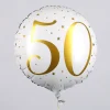 Folienballon zum 50. Geburtstag in weiß mit Sternen