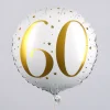 Folienballon zum 60. Geburtstag in weiß mit Sternen