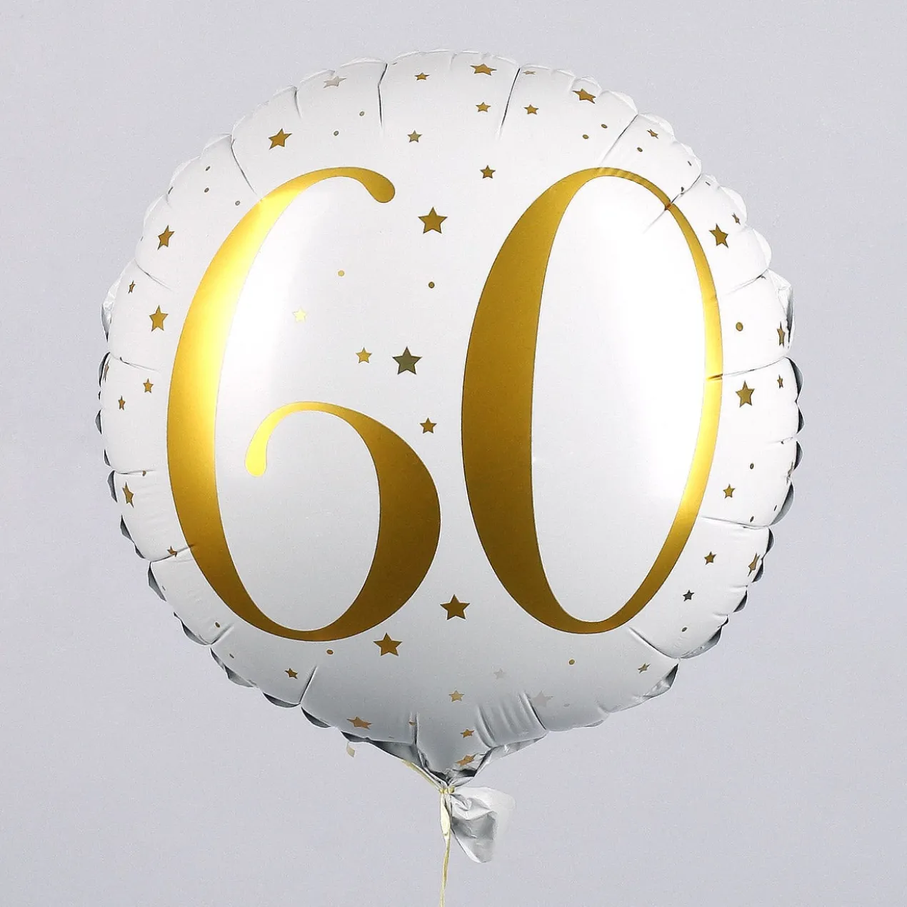 Folienballon zum 60. Geburtstag in weiß mit Sternen