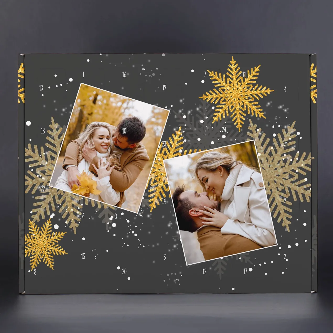 Foto Adventskalender mit gold-schwarzem Motiv