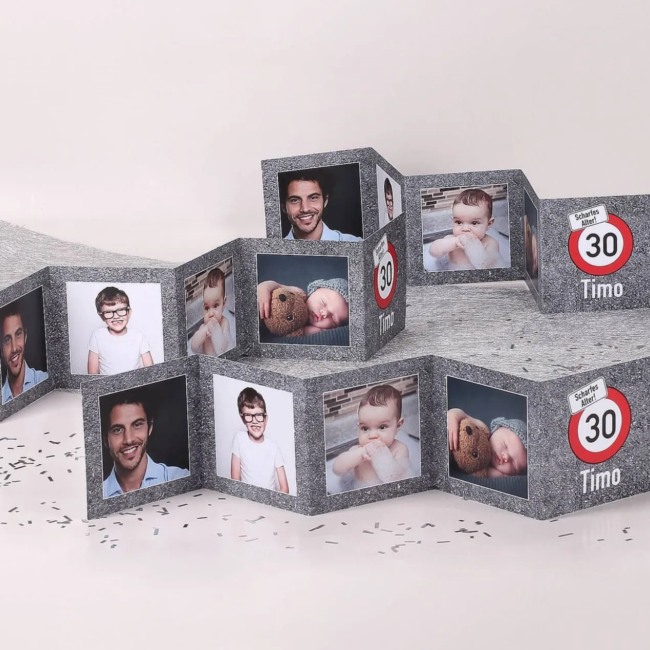 3 Fotoaufsteller als Tischdeko zum Geburtstag