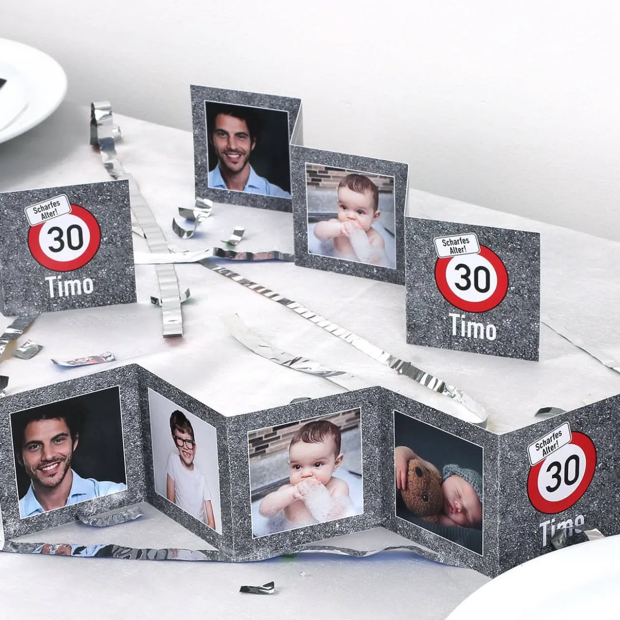 3 Fotoaufsteller als Tischdeko zum Geburtstag