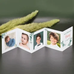 3 Fotoaufsteller mit Eukalyptusmotiv, Name, Datum & Wunschtext