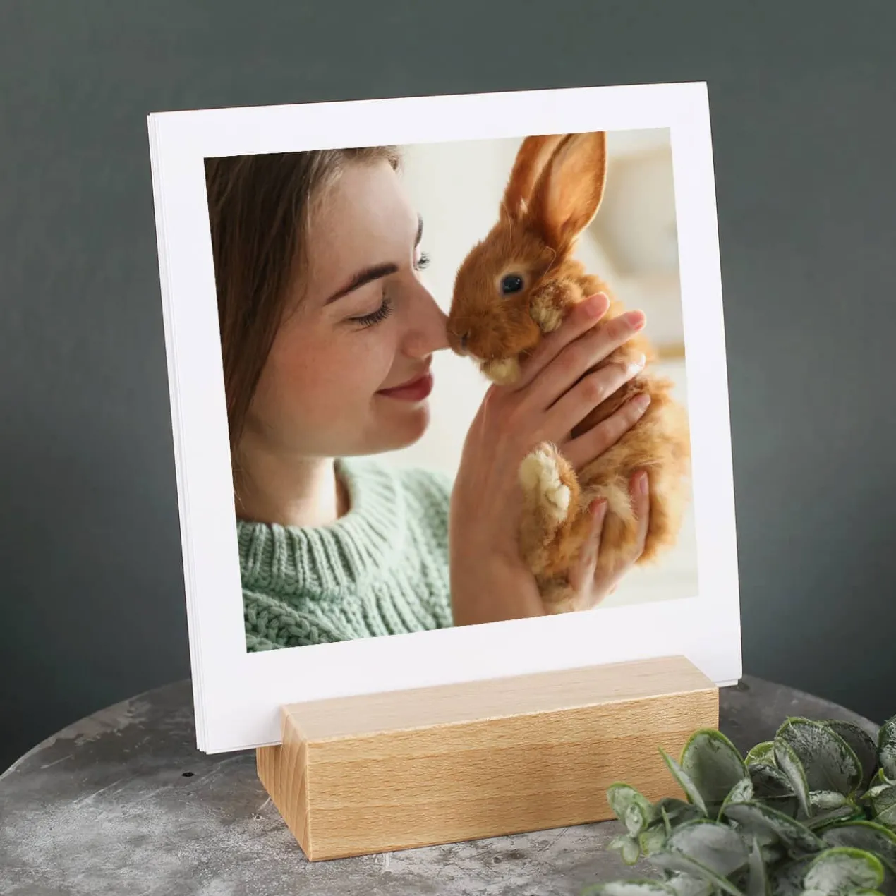 Fotoaufsteller mit 13 Fotos im Polaroid Stil