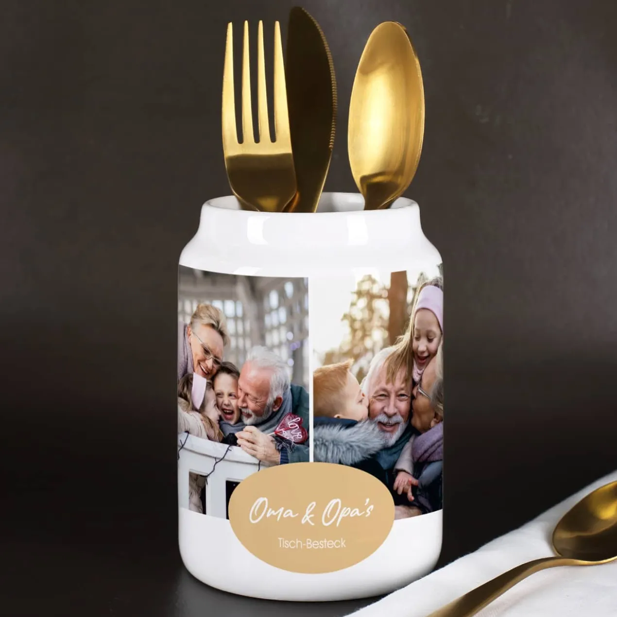 Foto-Besteckhalter als tolle Tischdeko für Ihre nächste Familienfeier