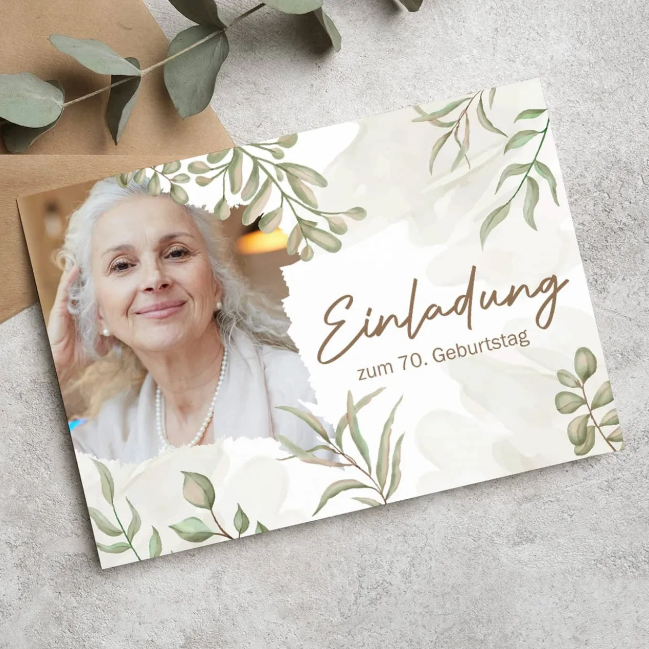 Foto Einladungskarte mit modernem Watercolor Motiv
