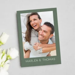 Foto-Einladungskarte zur Hochzeit in verschiedenen Farben auswählbar