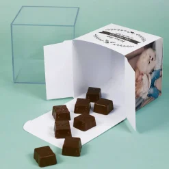 Fotogeschenk - Würfel mit 3 Zeilen Wunschtext und 5 Bildern