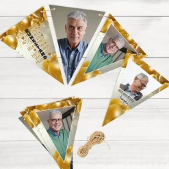 Foto-Girlande - Gold - zum Ruhestand mit Ihren Wunschbildern bedruckt