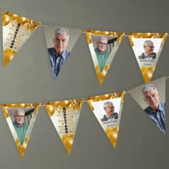 Foto-Girlande - Gold - zum Ruhestand mit Ihren Wunschbildern bedruckt