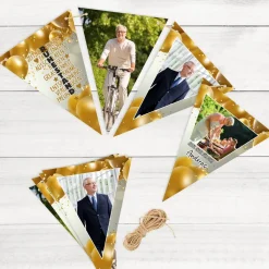 Foto-Girlande - Gold - zum Ruhestand mit Ihren Wunschbildern bedruckt
