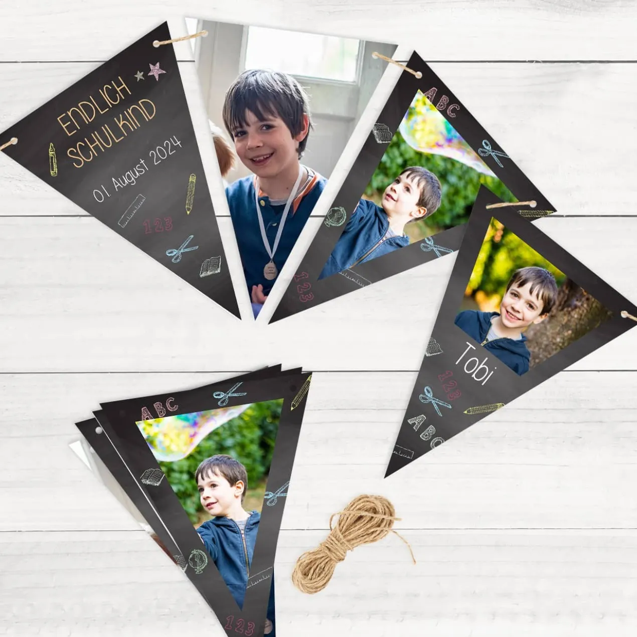 Fotogirlande zur Einschulung mit Ihren Wunschfotos