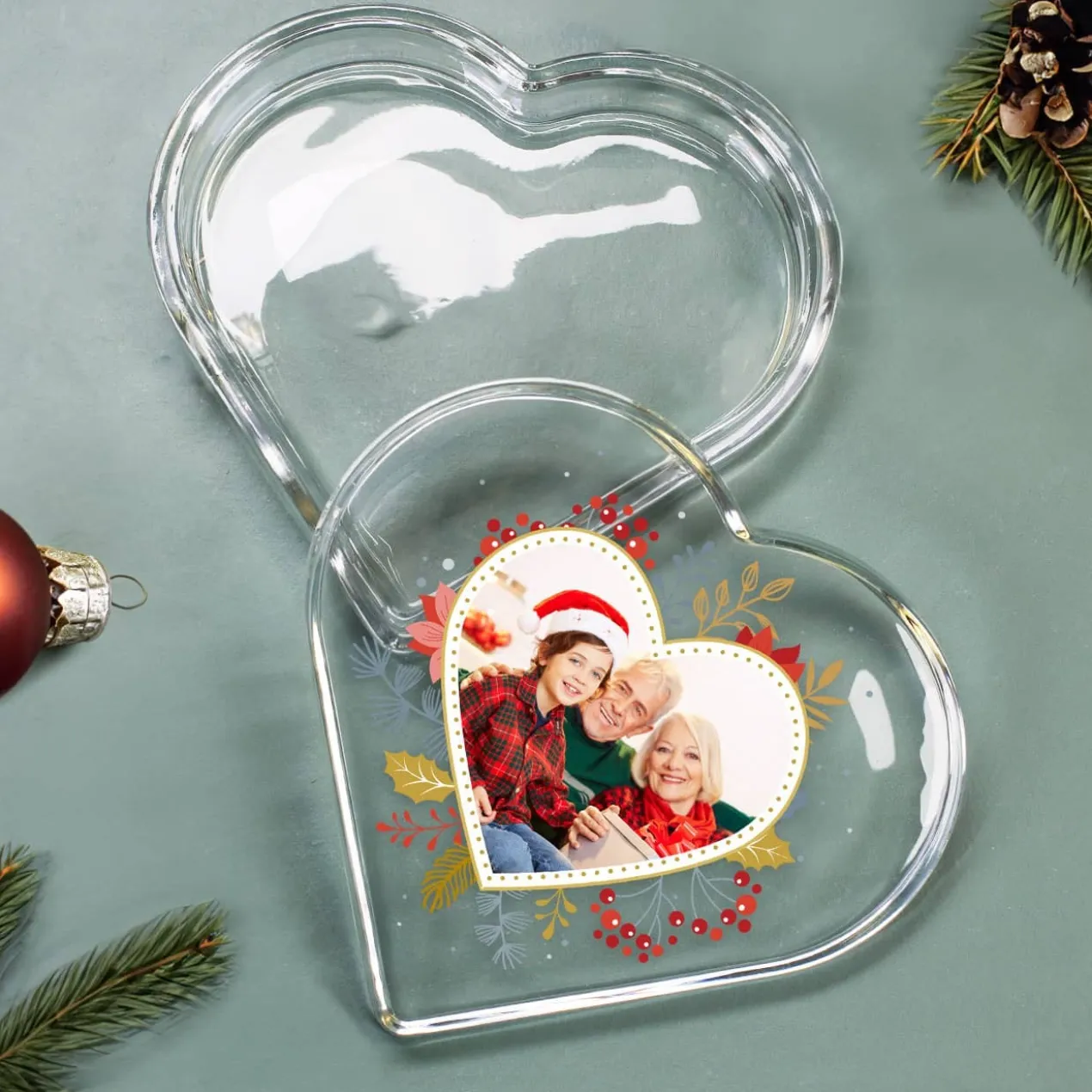 Foto-Glasdose zu Weihnachten als Geschenkverpackung oder Schmuckkästchen