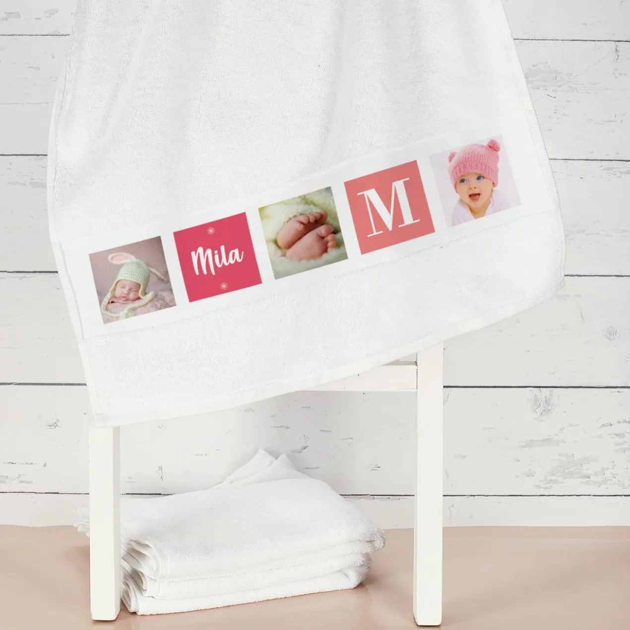 Foto-Handtuch mit Name und Initiale für Mädchen