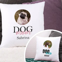 Fotokissen Dog Mom | Dog Dad mit Wunschbild und Name bedruckt