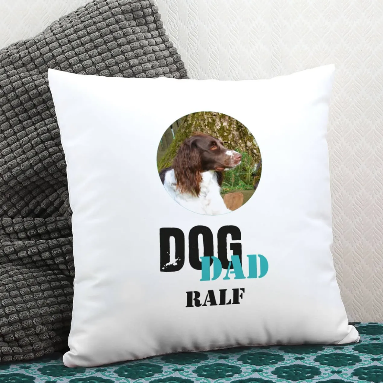 Fotokissen Dog Mom | Dog Dad mit Wunschbild und Name bedruckt