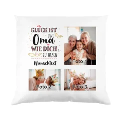Fotokissen für Omas - Glück ist eine Oma wie dich zu haben - mit Wunschtext