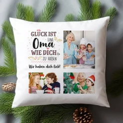 Fotokissen für Omas - Glück ist eine Oma wie dich zu haben - mit Wunschtext