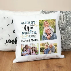 Fotokissen für Opas - Glück ist einen Opa wie dich zu haben - Wunschtext