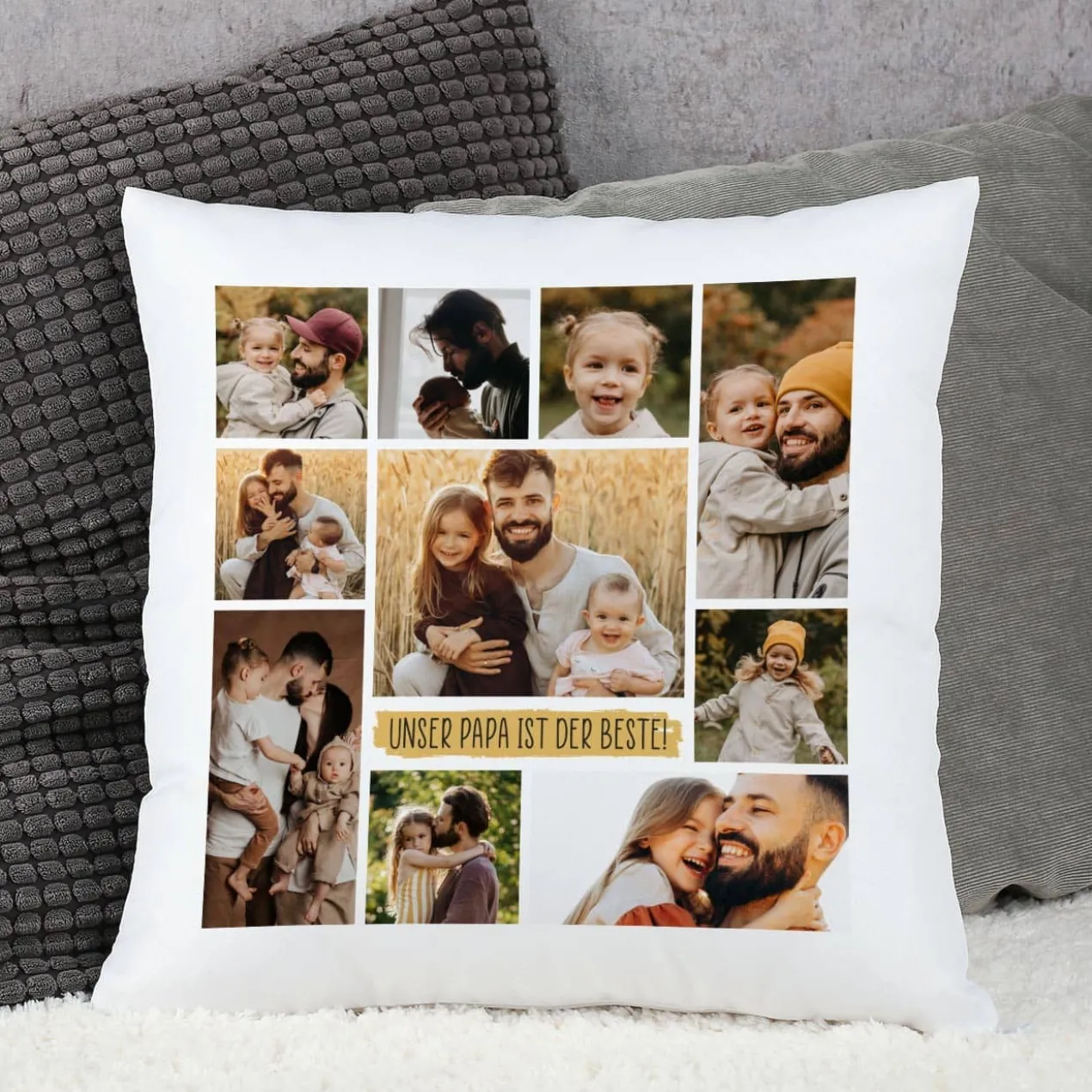Fotokissen mit 10 Fotos und Ihrem Wunschtext